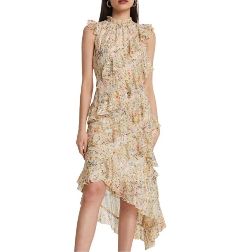 Asymmetrical Ruffle Floral Dress